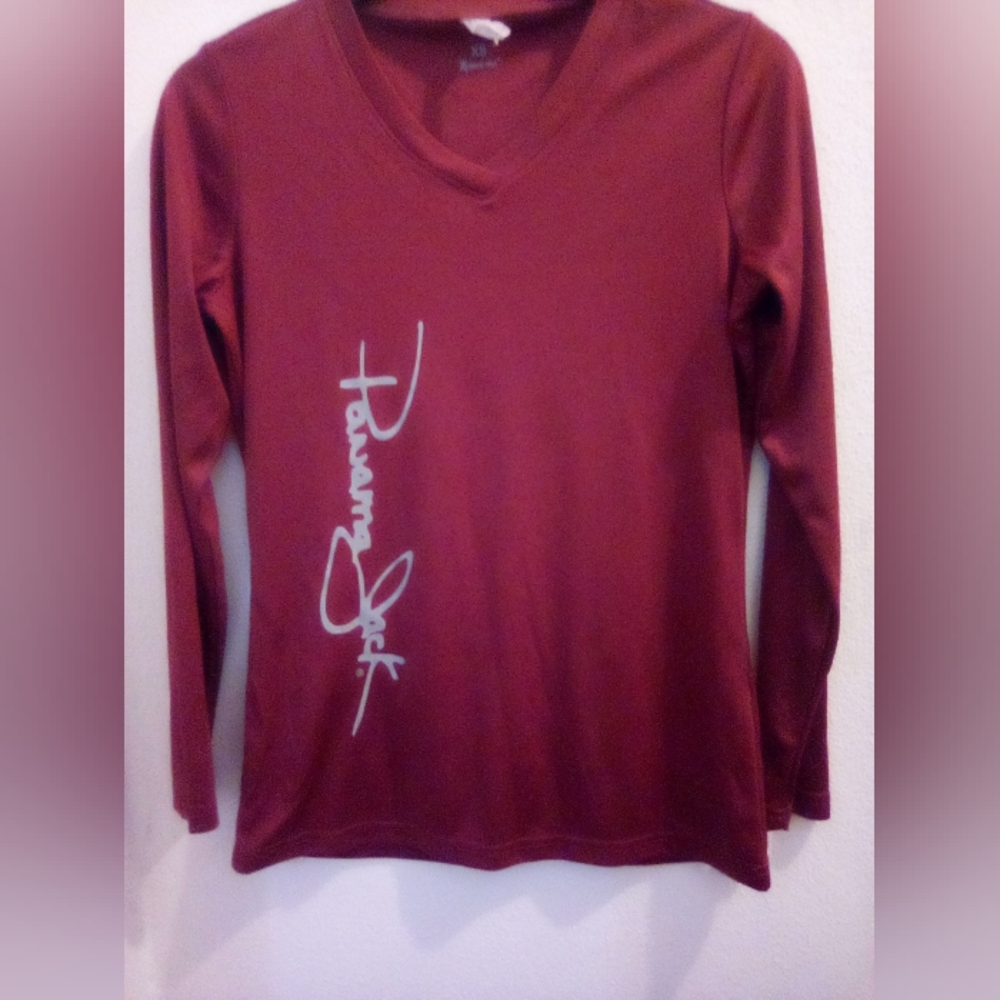 Panama Jack Xtreme Tek Red Fitted Long Sleeve Tee Size XS Summer Beach Pool Surf